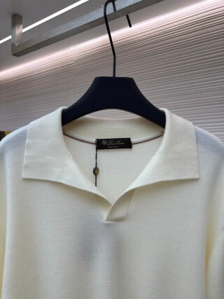 Polo de manga larga con cuello de gaviota de Loro Piana - Crema