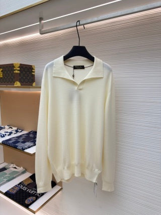 Polo de manga larga con cuello de gaviota de Loro Piana - Crema