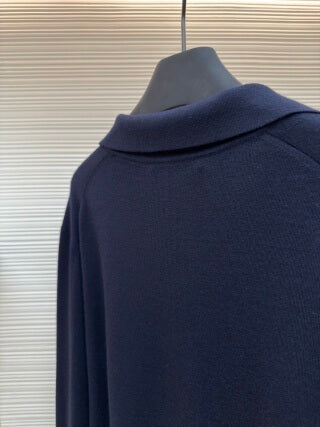Polo de manga larga con cuello de gaviota de Loro Piana - Azul marino