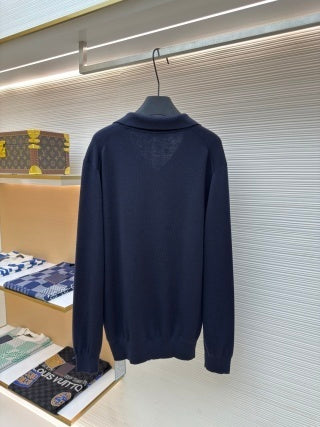 Polo de manga larga con cuello de gaviota de Loro Piana - Azul marino