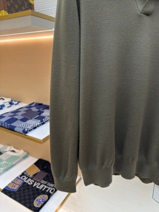 Polo de manga larga con cuello de gaviota de Loro Piana - Verde caña