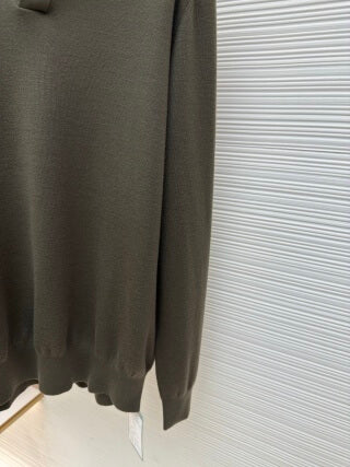 Polo de manga larga con cuello de gaviota de Loro Piana - Verde caña