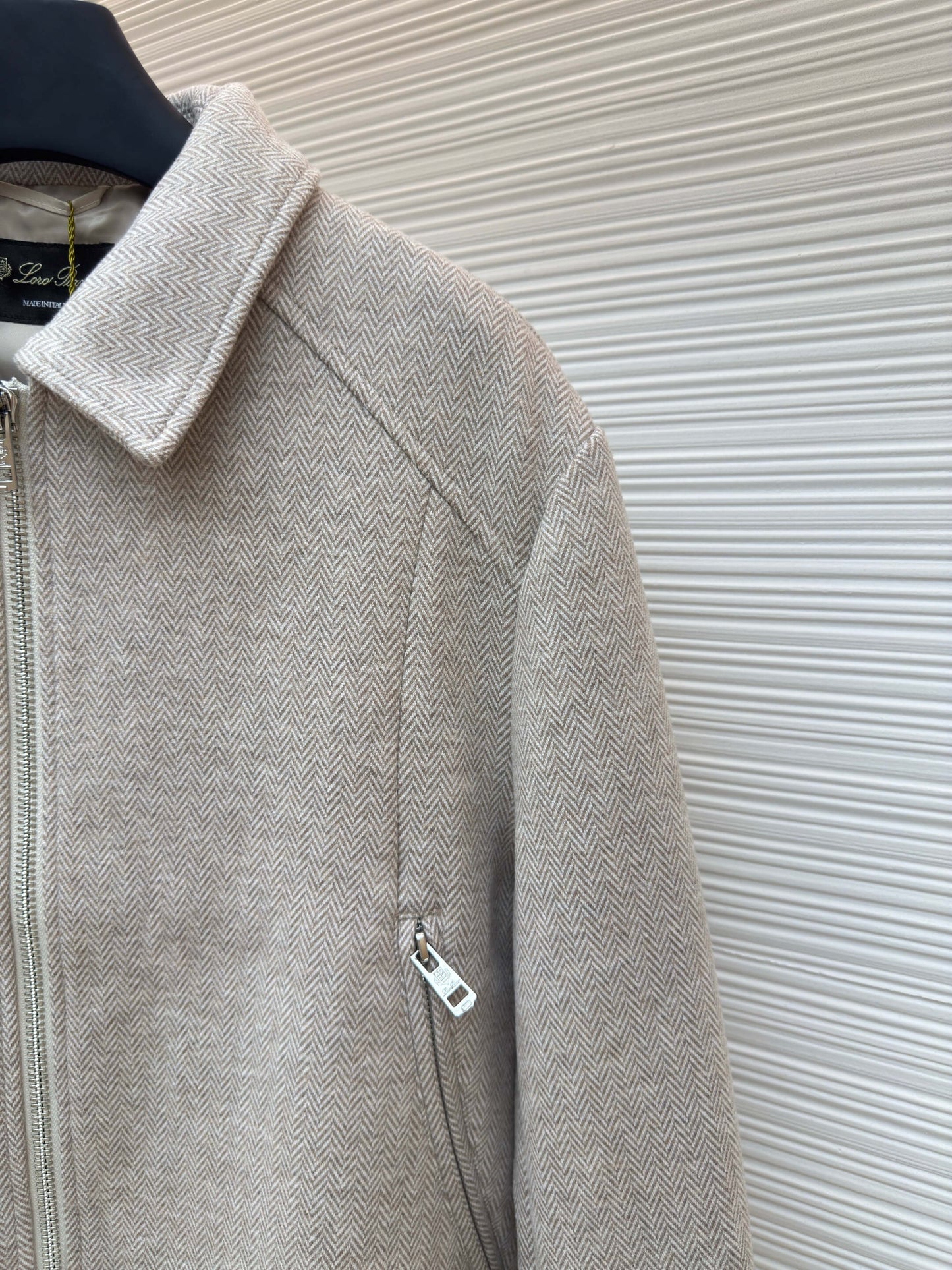 Loro Piana Stand-collar Cashmere Jacket- Light Gray