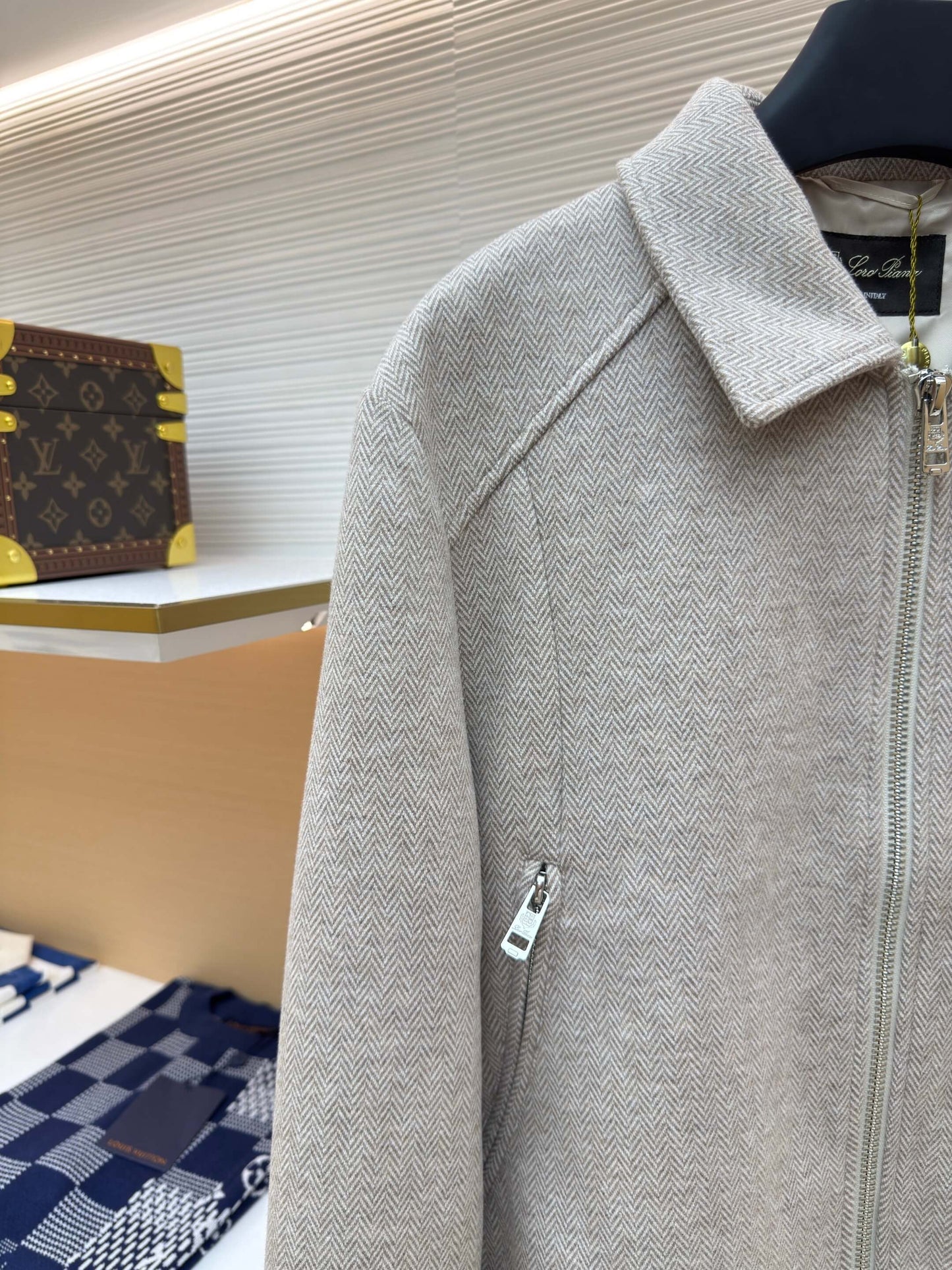 Loro Piana Stand-collar Cashmere Jacket- Light Gray