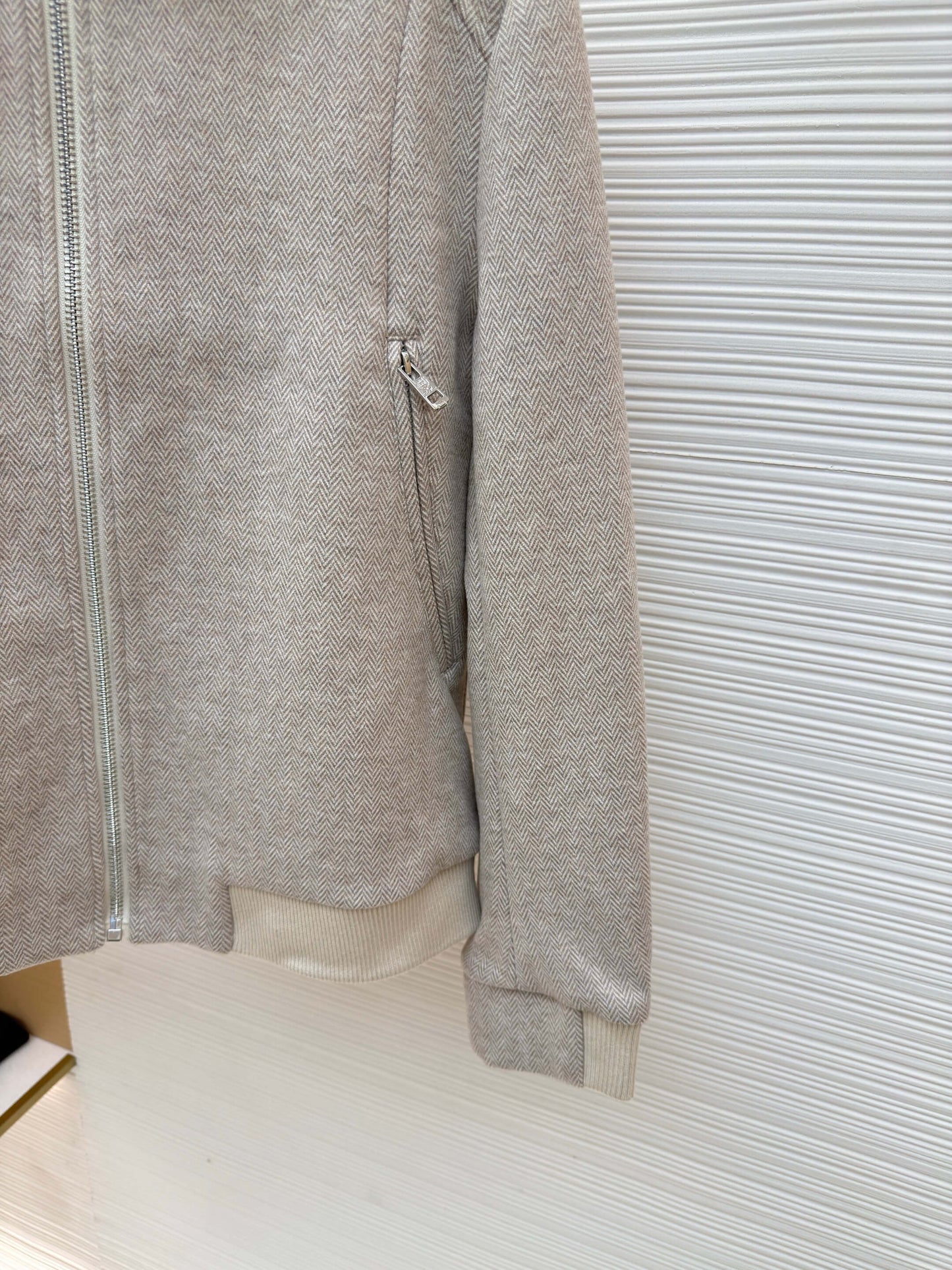 Loro Piana Stand-collar Cashmere Jacket- Light Gray