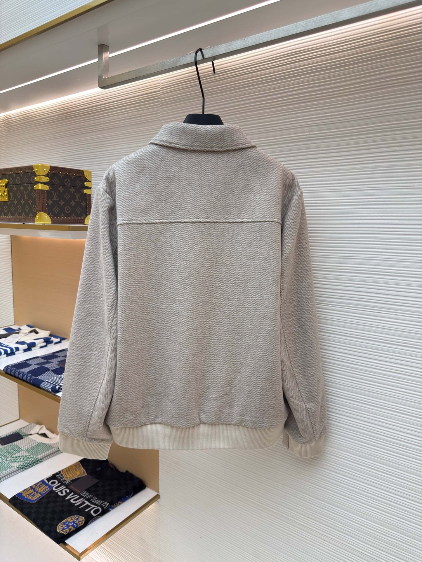 Loro Piana Stand-collar Cashmere Jacket- Light Gray