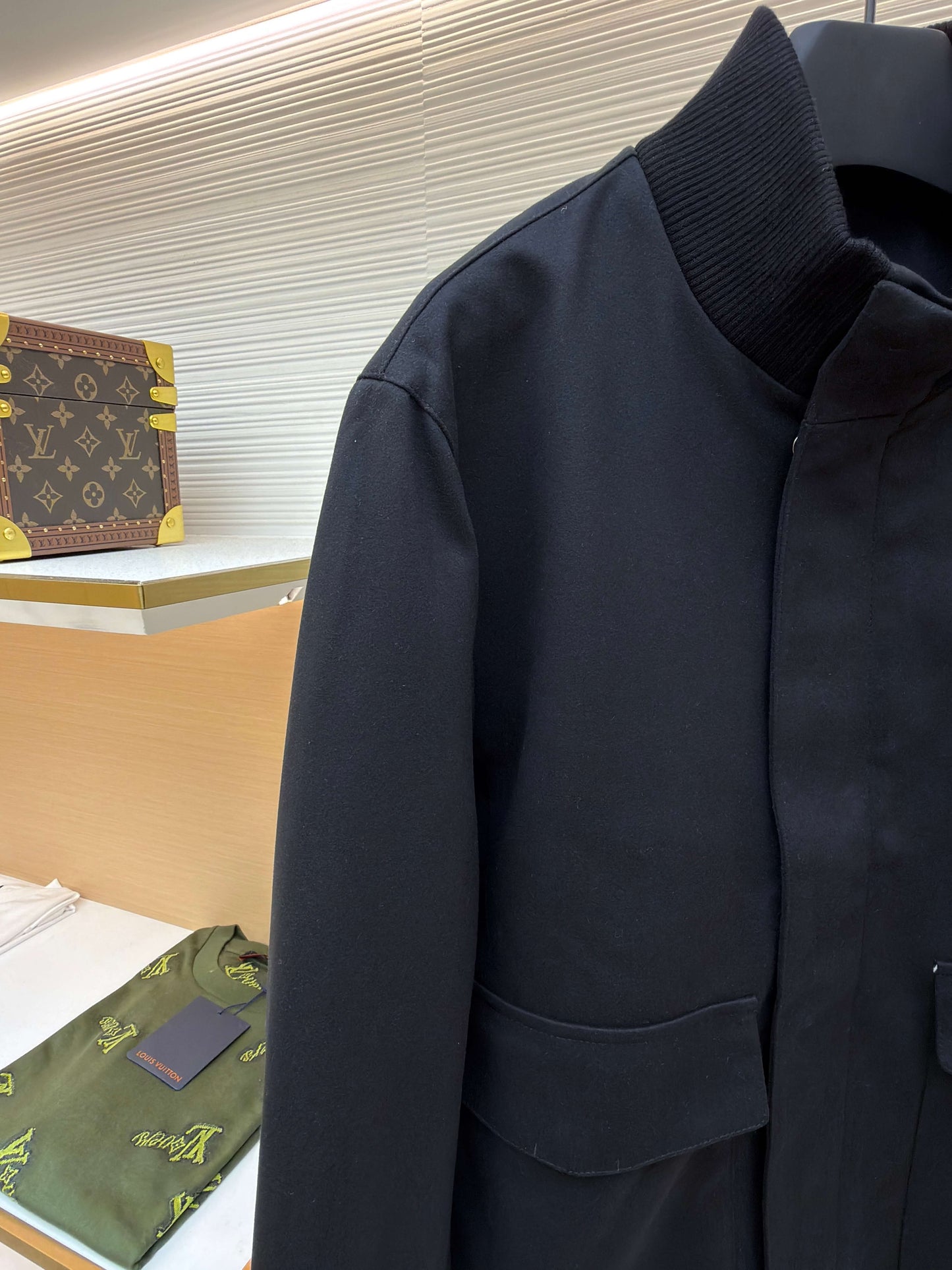 Loro Piana Stand-up Collar Cashmere Jacket- Black