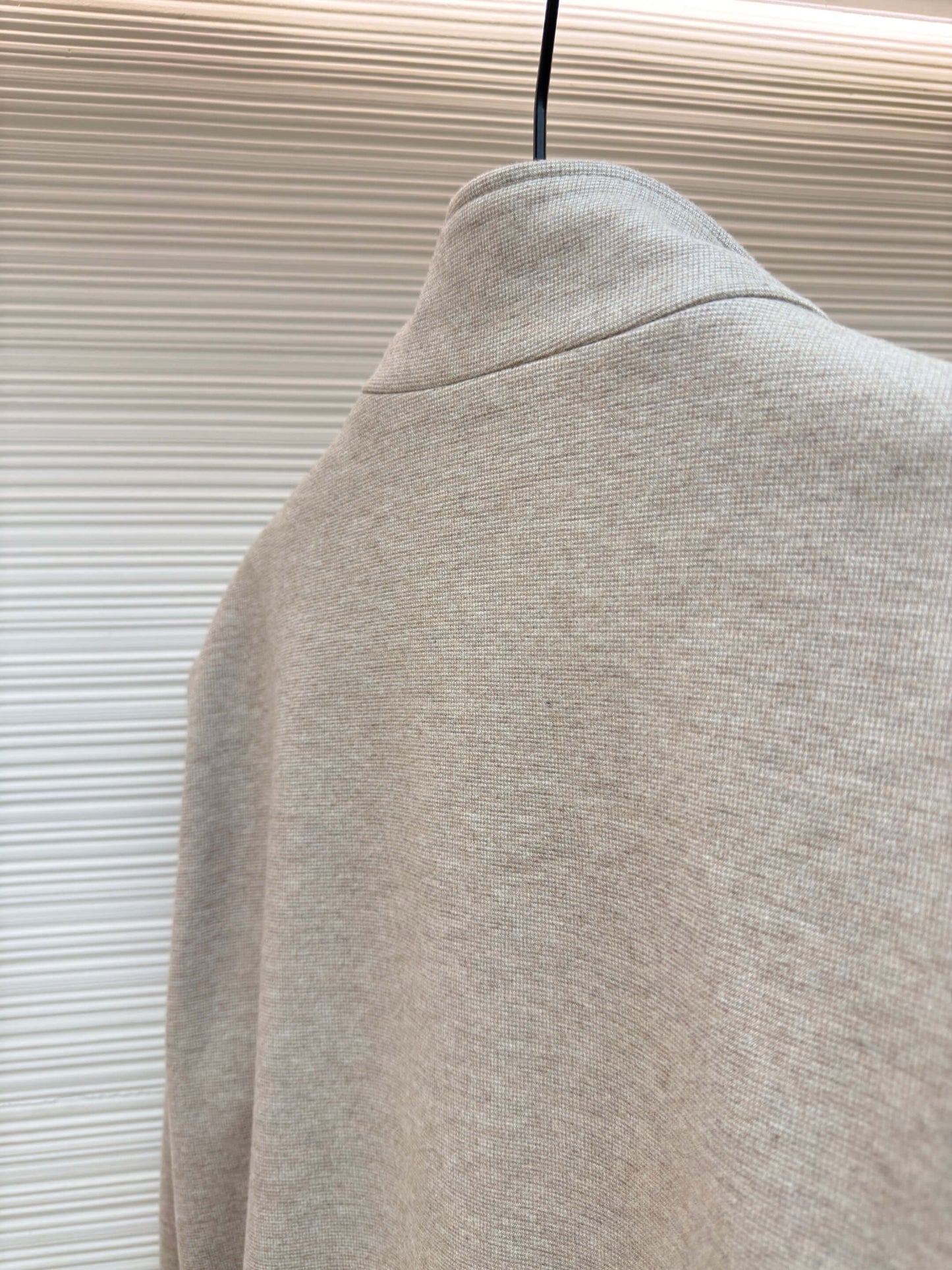 Loro Piana Stand-up Collar Minimalist Cashmere Jacket- Light Beige