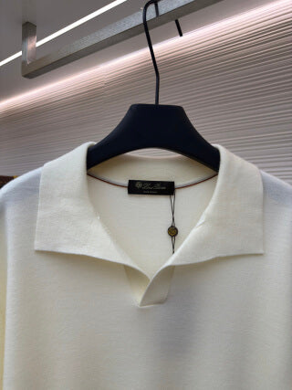Polo Loro Piana Walkery com gola gaivota - Bege