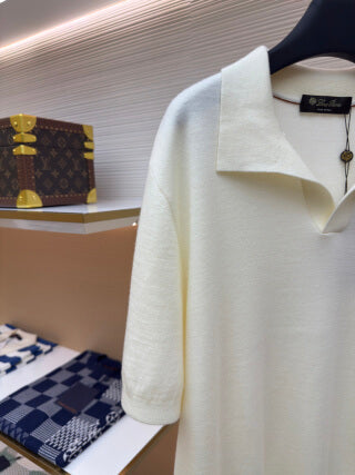 Polo Loro Piana Walkery com gola gaivota - Bege