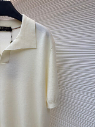 Polo Loro Piana Walkery com gola gaivota - Bege