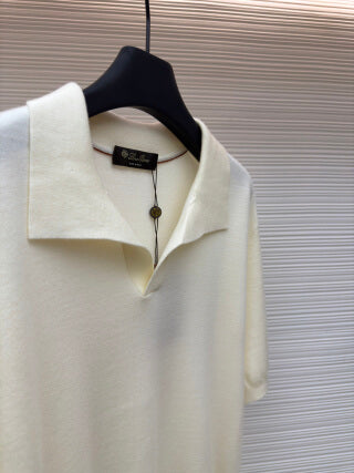 Polo Loro Piana Walkery com gola gaivota - Bege