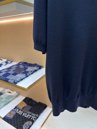 Polo Loro Piana Walkery com gola gaivota - Azul-marinho