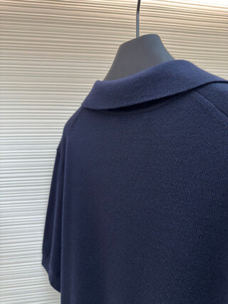 Polo Loro Piana Walkery com gola gaivota - Azul-marinho