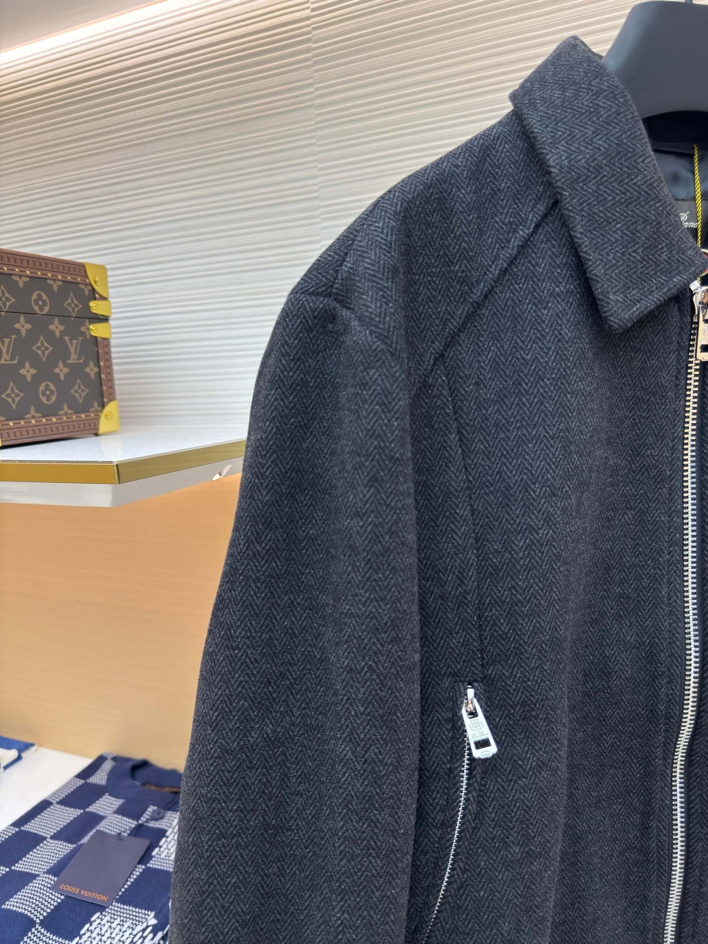 Loro Piana stand-collar Cashmere Jacket- Dark Gray