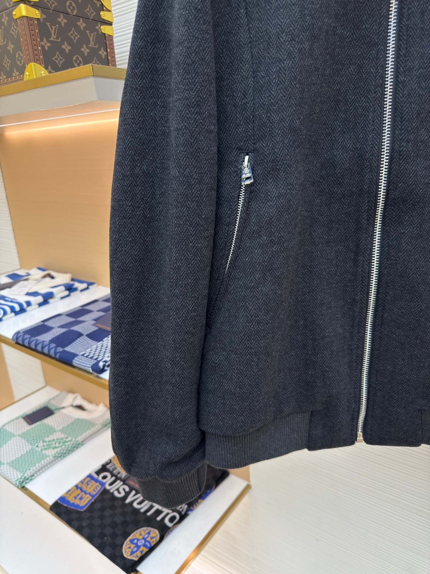 Loro Piana stand-collar Cashmere Jacket- Dark Gray