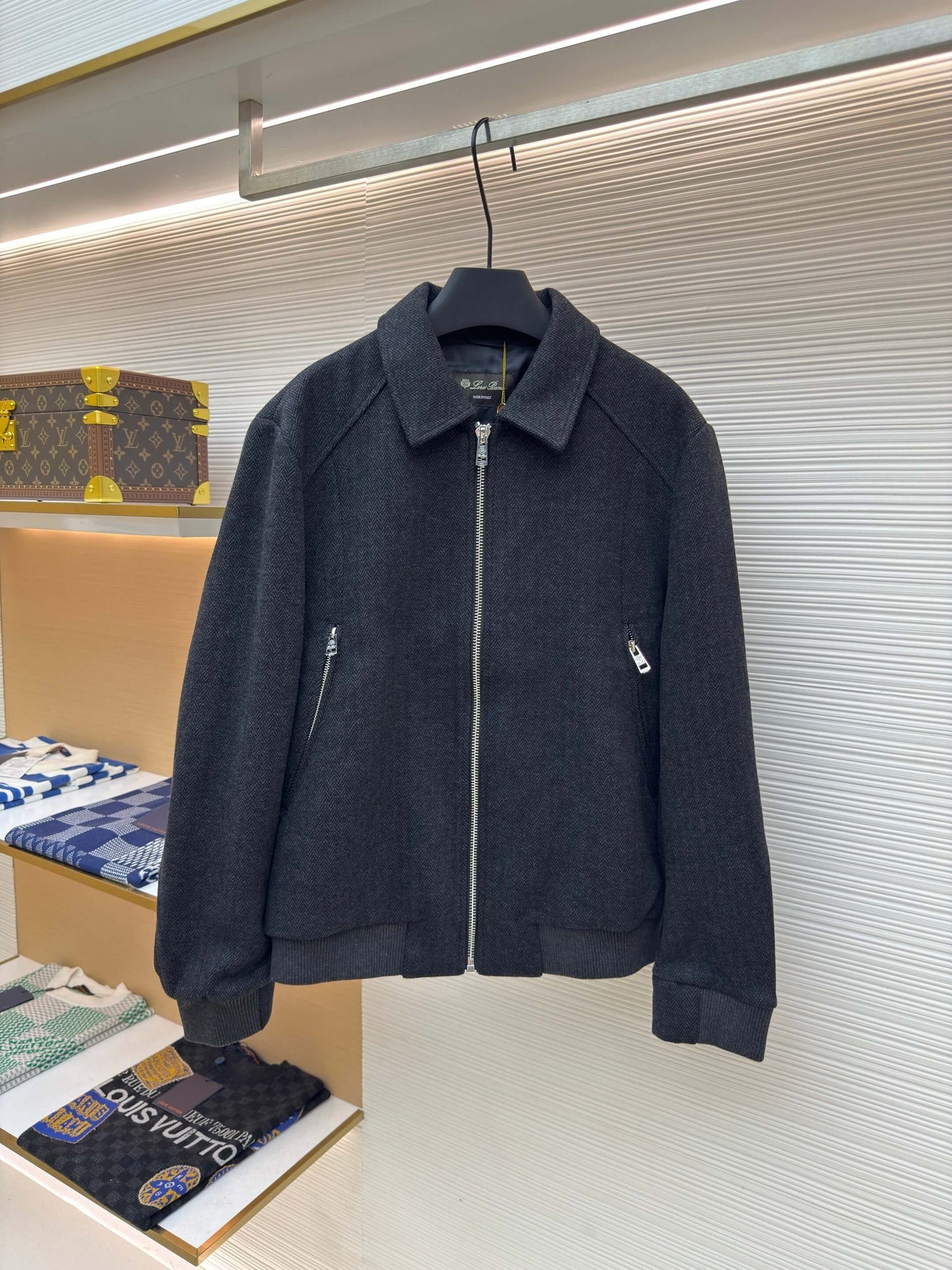 Loro Piana stand-collar Cashmere Jacket- Dark Gray