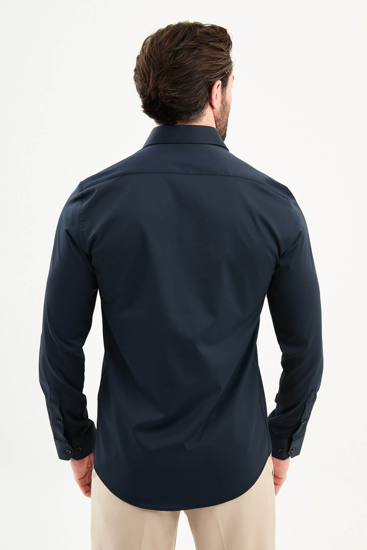 Men's Navy Blue Long Sleeve Dress Shirt HolloMen Men's Navy Blue Long Sleeve Dress Shirt HolloMen