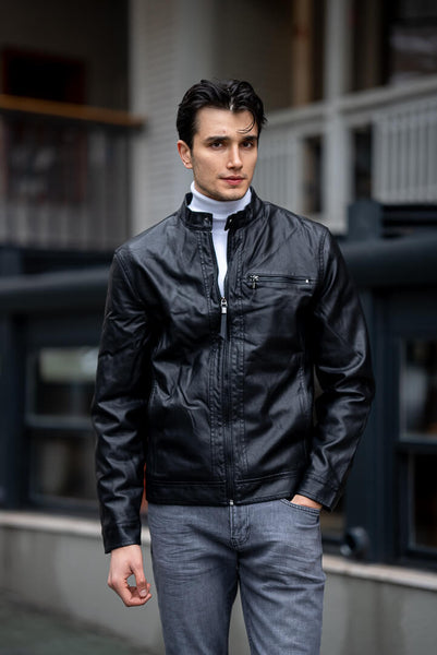 Men's Black Genuine Leather Jacket. – HolloMen