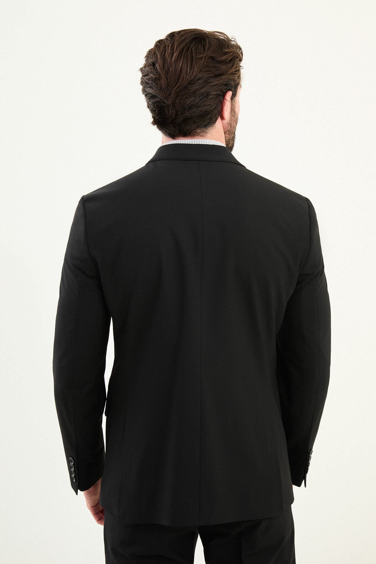 Men's Black Slim Fit Mono Collar Wool Men's Suit.