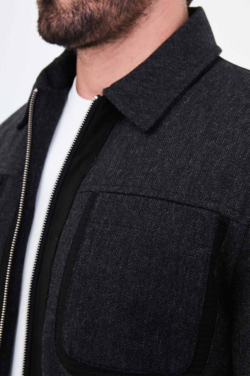 Men's Black Casual Bomber Jacket
