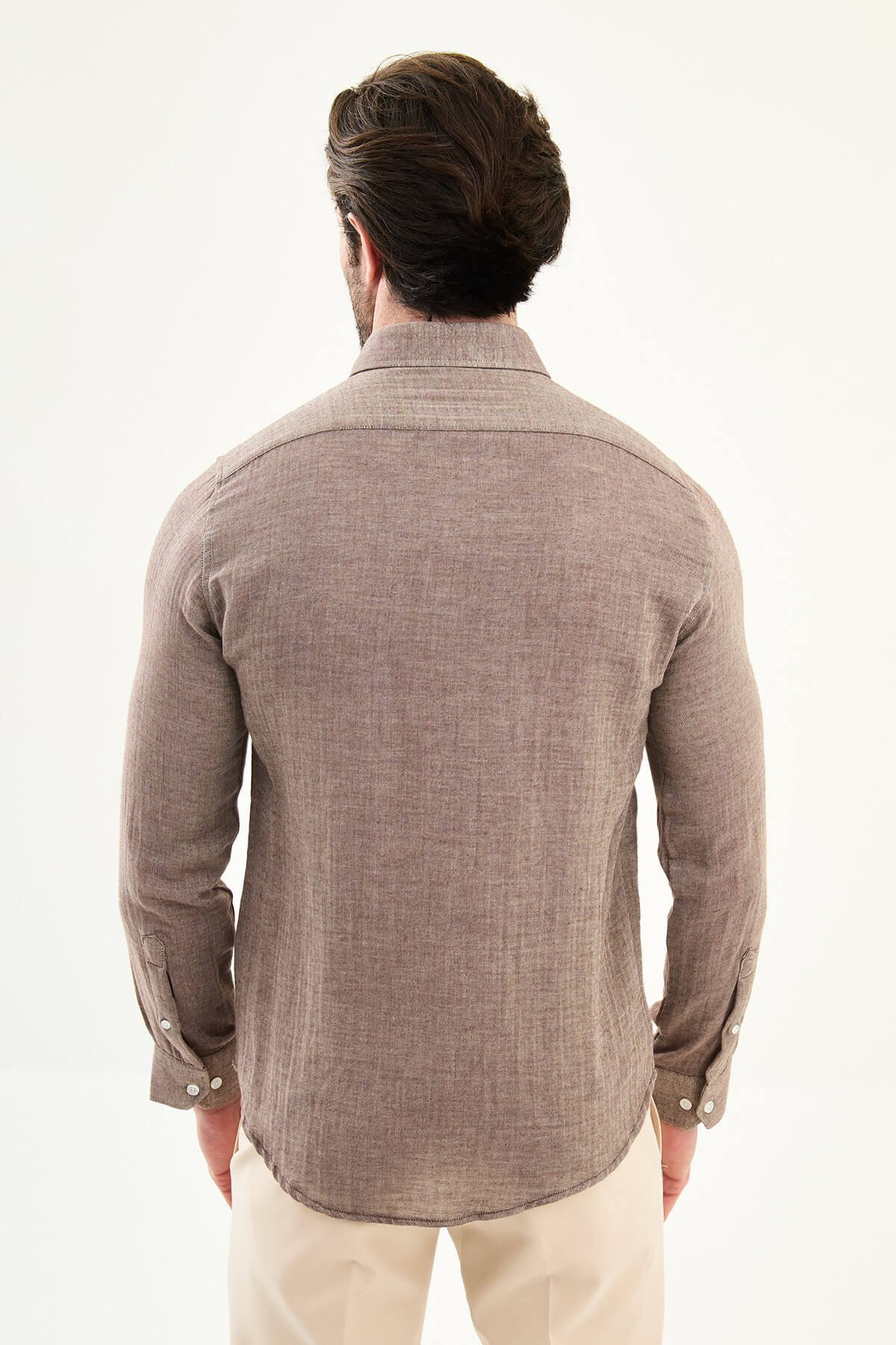 Men’s brown linen shirt, slim fit linen shirt, summer men’s shirt, breathable long sleeve shirt, smart casual linen shirt, lightweight cotton linen shirt