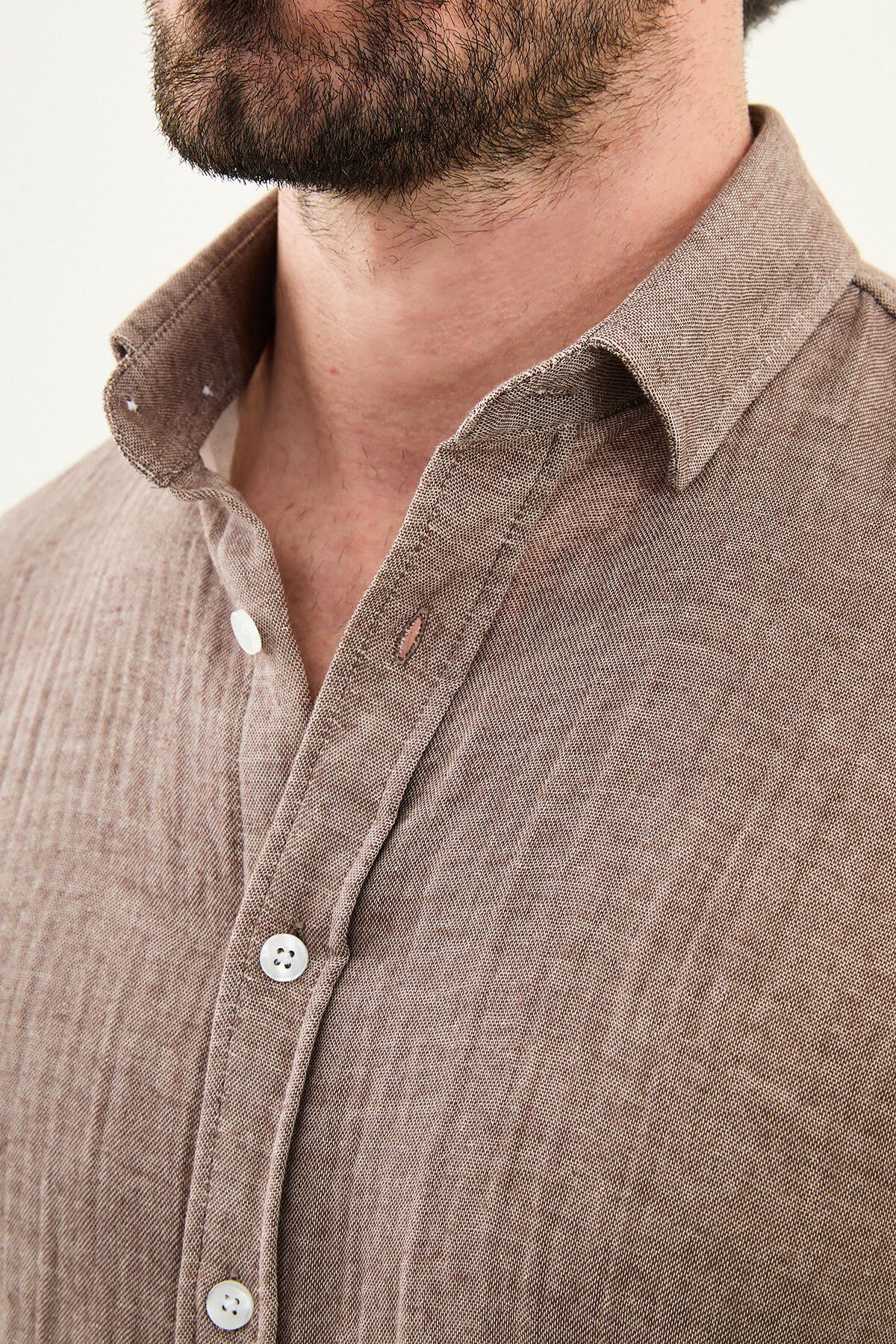 Men’s brown linen shirt, slim fit linen shirt, summer men’s shirt, breathable long sleeve shirt, smart casual linen shirt, lightweight cotton linen shirt