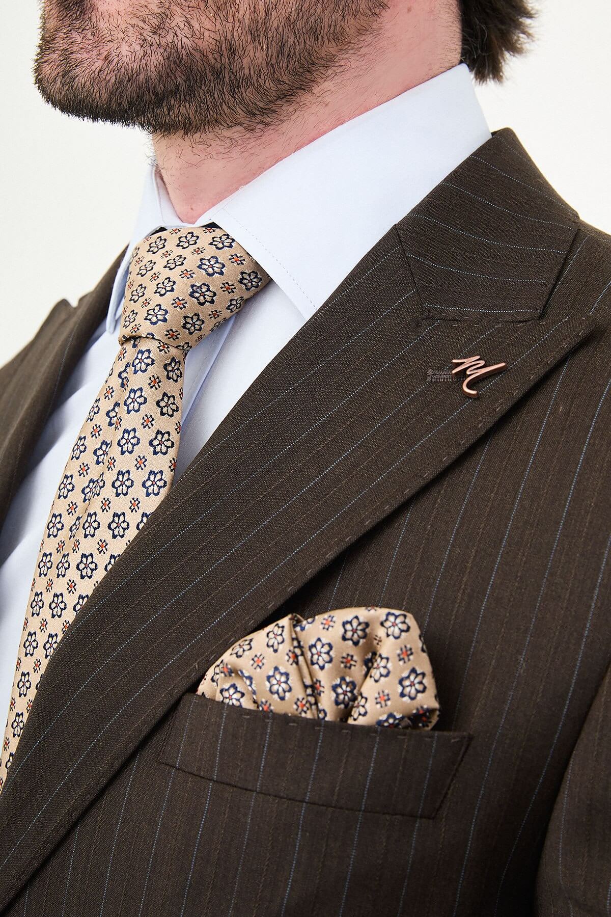 Premium Brown Slim Fit Wool Suit for men.
