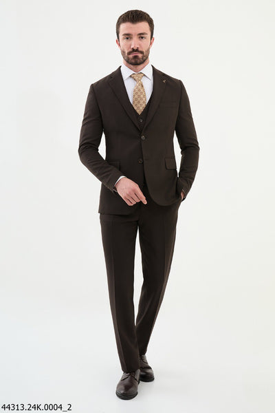 Men's Brown Three-Piece Suit HolloMen Men's Brown Three-Piece Suit HolloMen