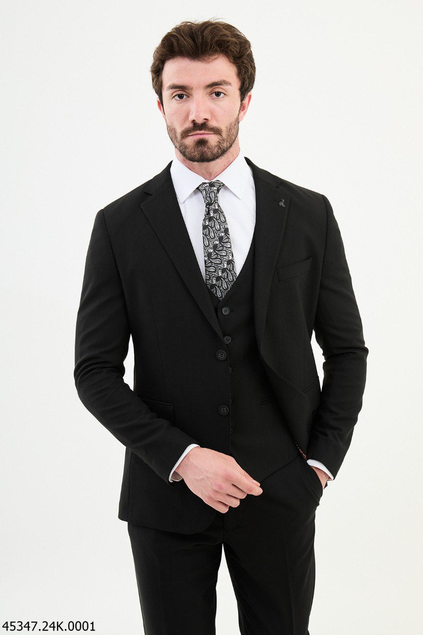 black formal dress men Attire For Jacketwith matching Vest and pants Time The Curtis - Men's Package