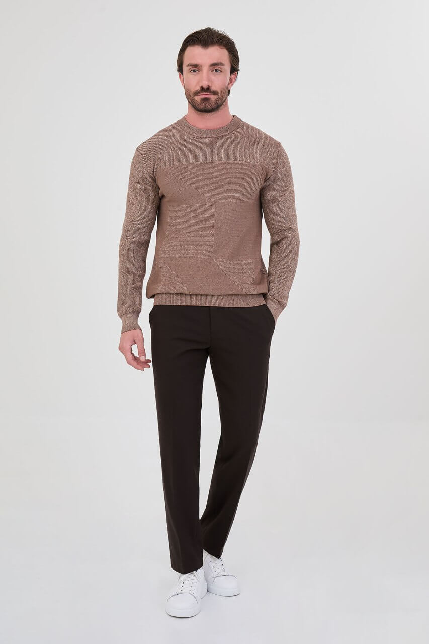 Men's Mink Geometric Crew Neck Sweater