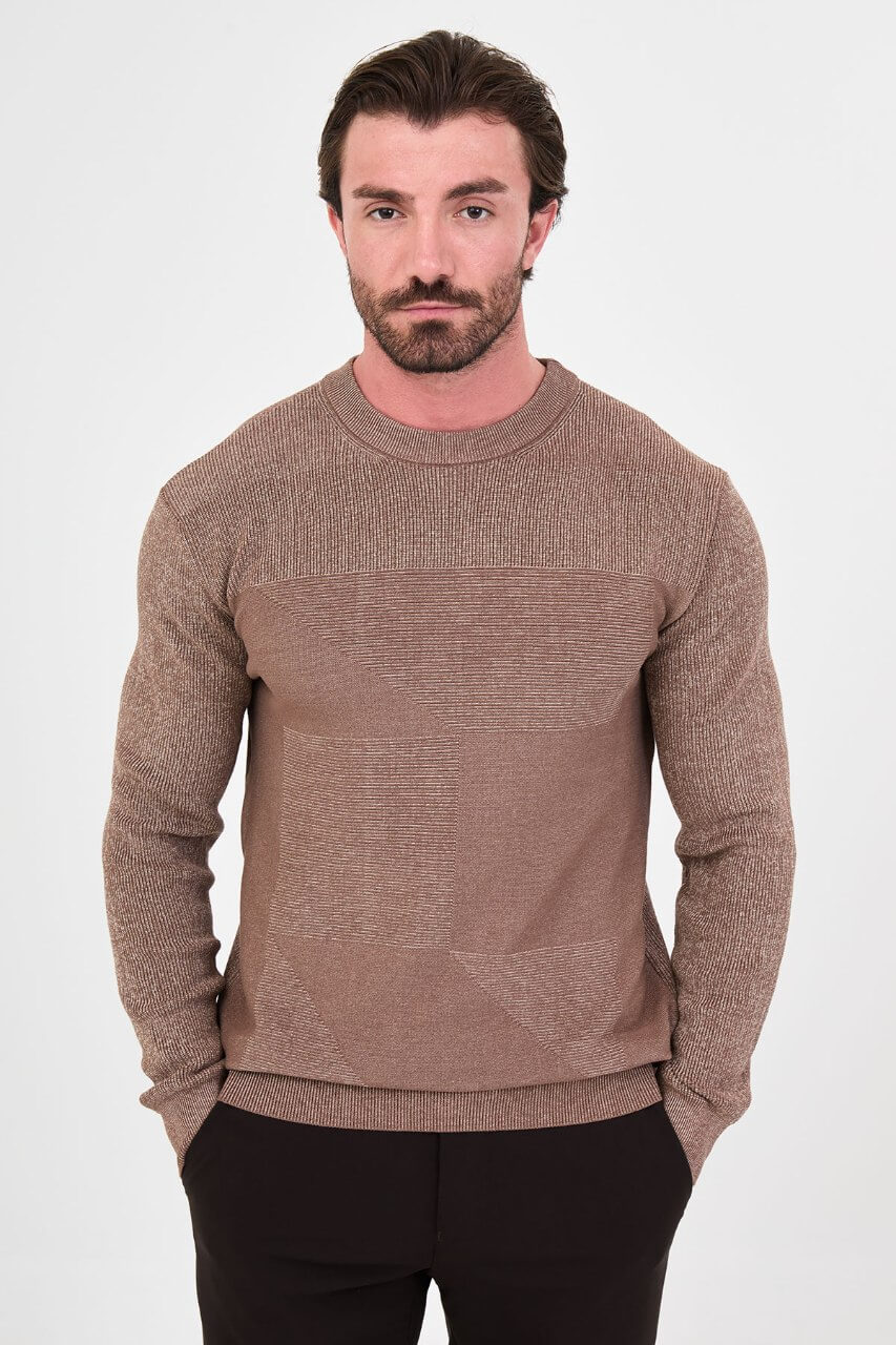Men's Mink Geometric Crew Neck Sweater