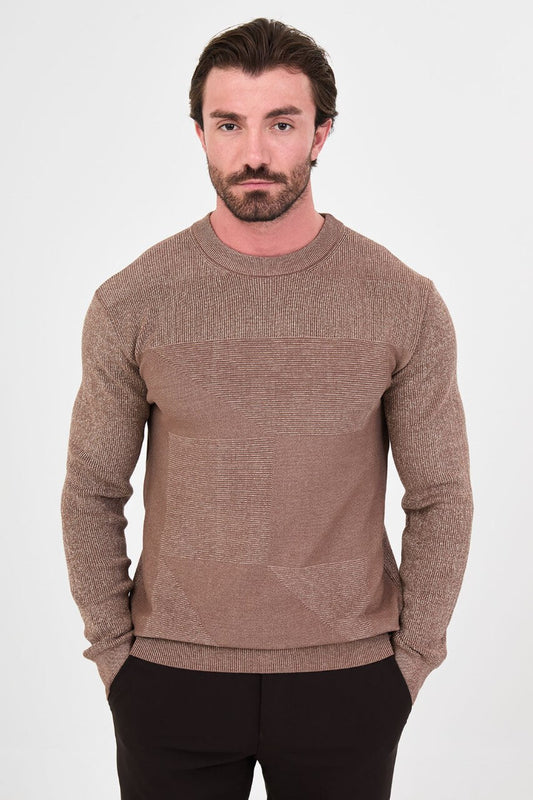 Men's Mink Geometric Crew Neck Sweater