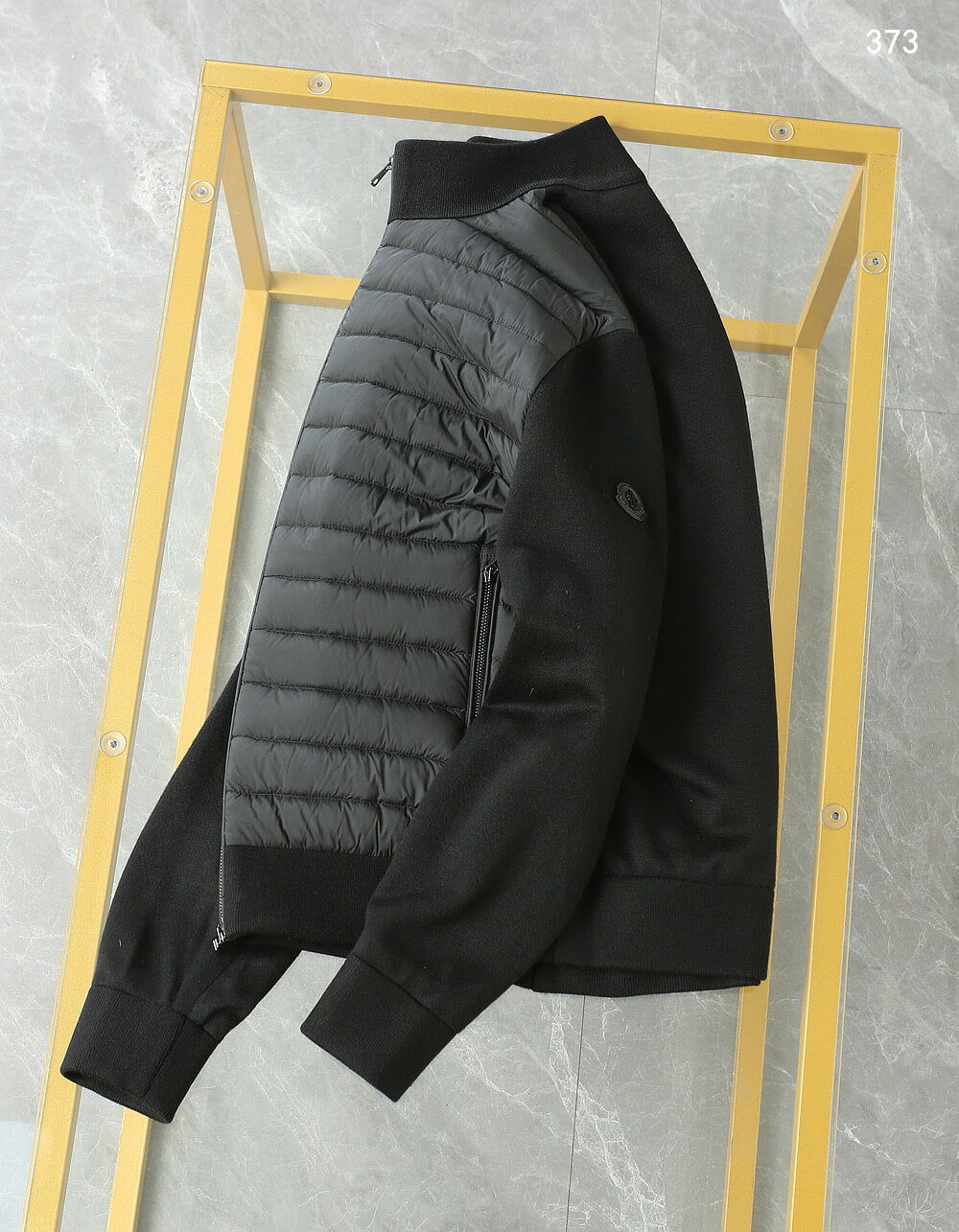 Moncler Black Hybrid Zip-Up Padded Knit Jacket