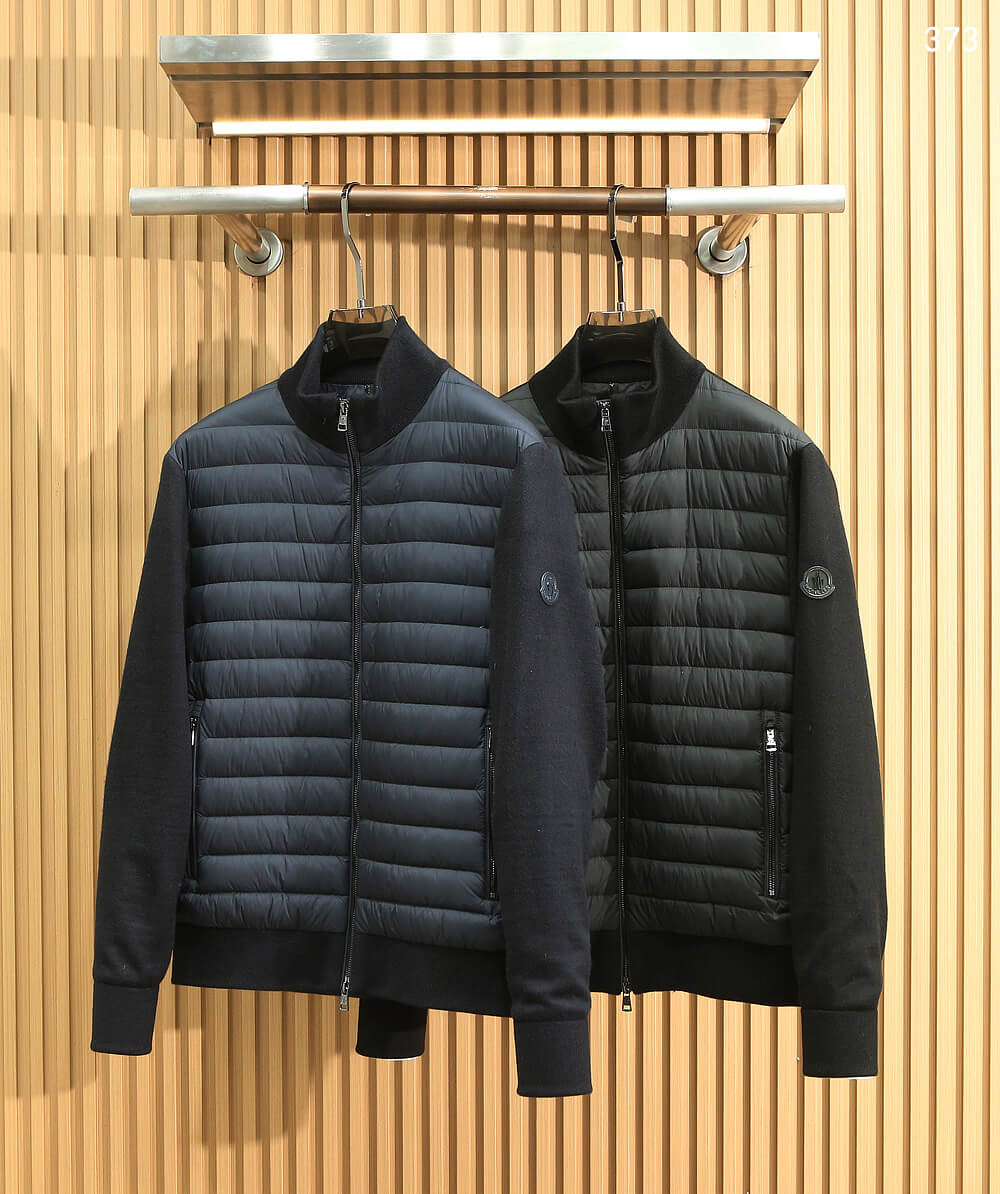 Moncler Black Hybrid Zip-Up Padded Knit Jacket