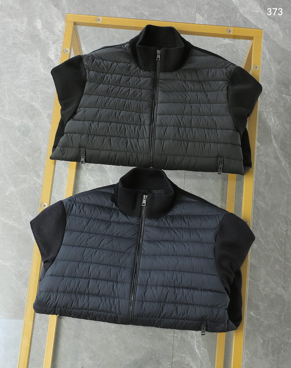 Moncler Black Hybrid Zip-Up Padded Knit Jacket