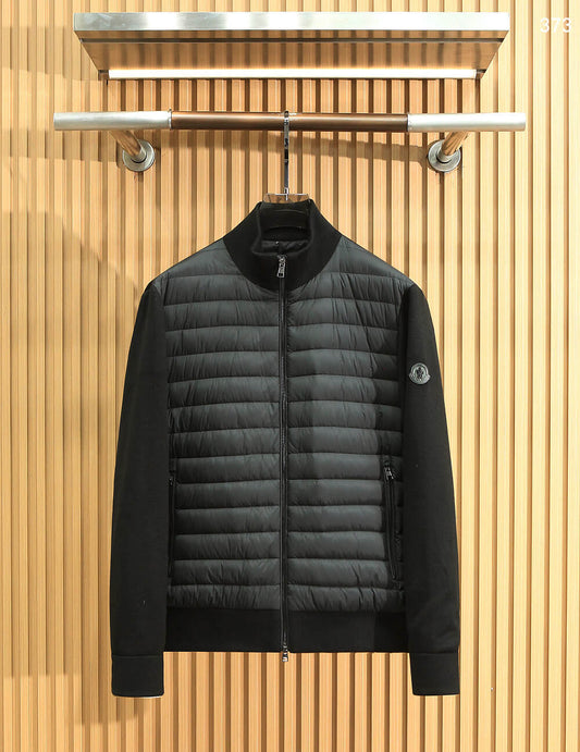 Moncler Black Hybrid Zip-Up Padded Knit Jacket