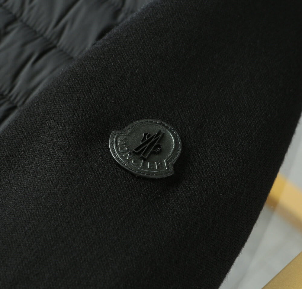 Moncler Black Hybrid Zip-Up Padded Knit Jacket