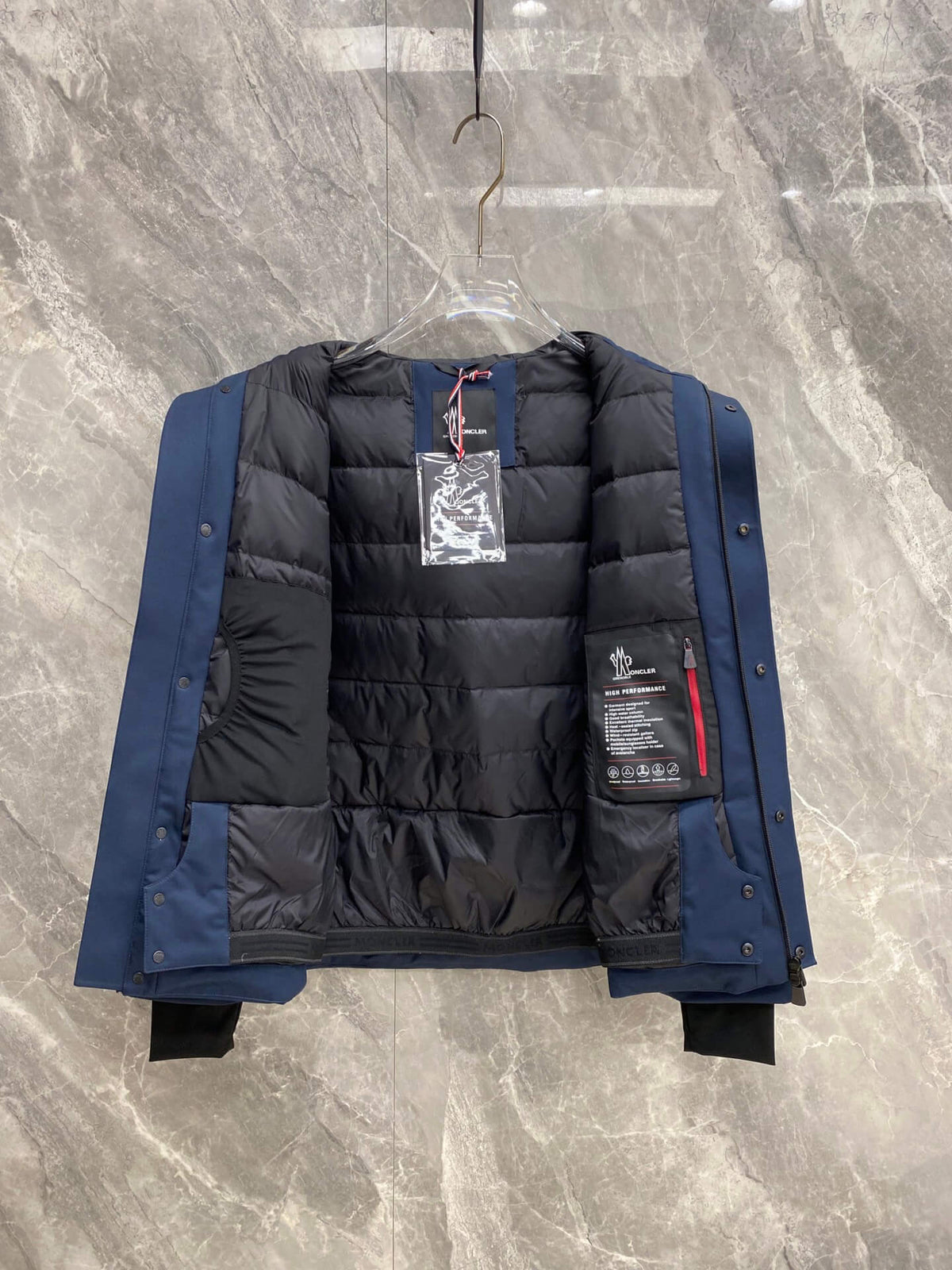 Moncler Grenoble High Performance Hooded Jacket in Navy Blue
