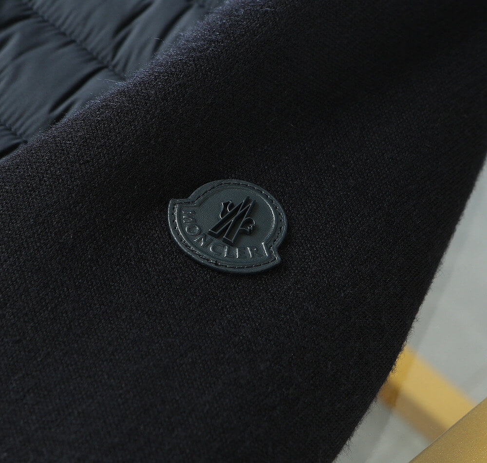 Moncler Navy Blue Hybrid Quilted Knit Zip-Up Jacket