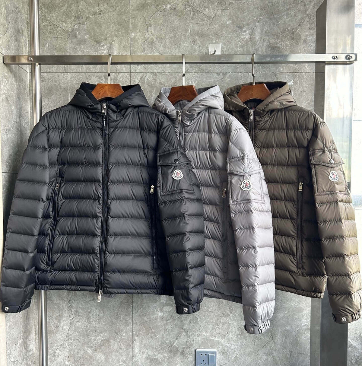 Moncler Galion Hooded Short Down Jacket – Black Quilted Puffer