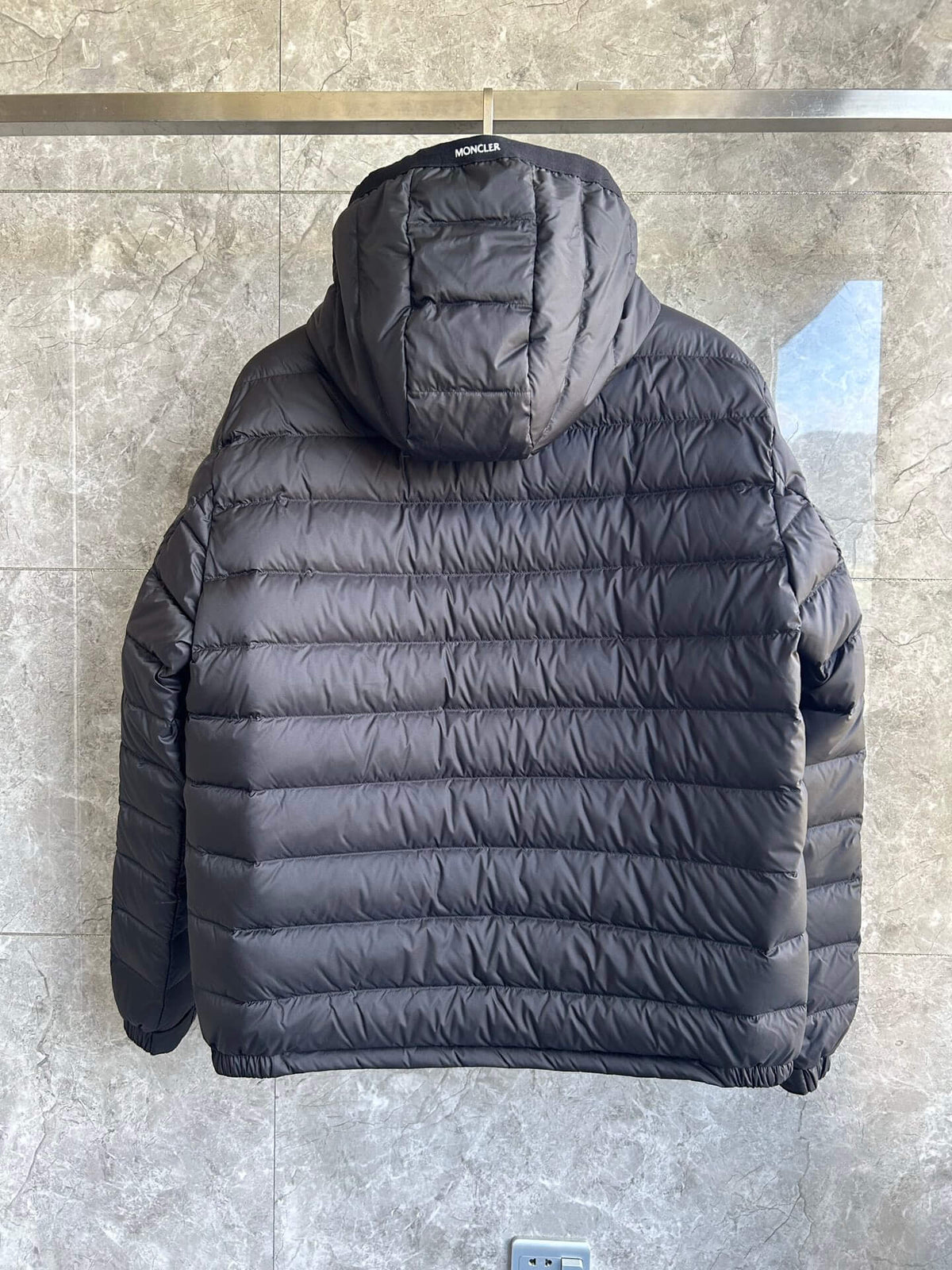 Moncler Galion Hooded Short Down Jacket – Black Quilted Puffer
