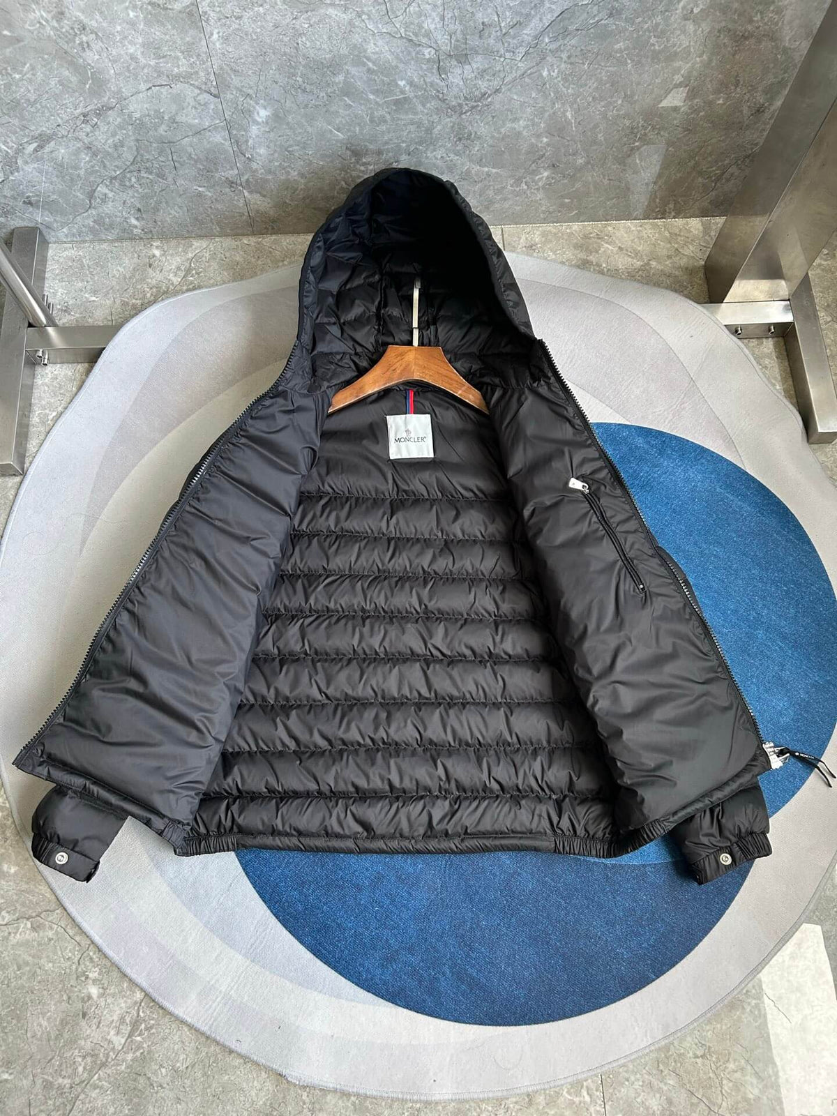 Moncler Galion Hooded Short Down Jacket – Black Quilted Puffer