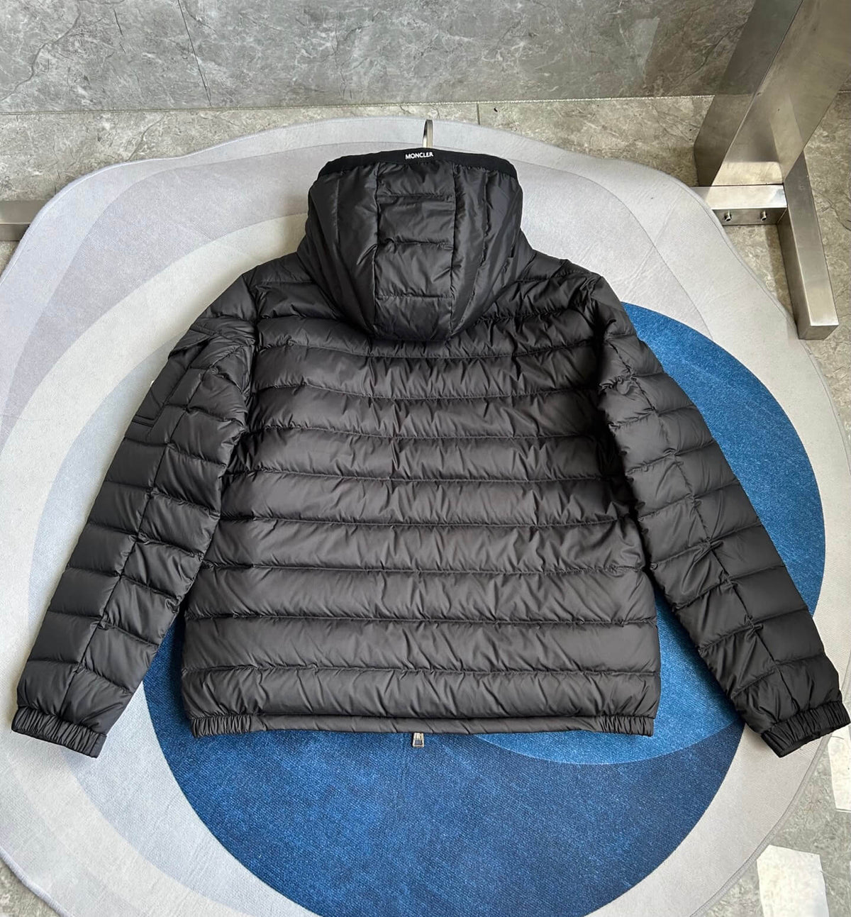 Moncler Galion Hooded Short Down Jacket – Black Quilted Puffer