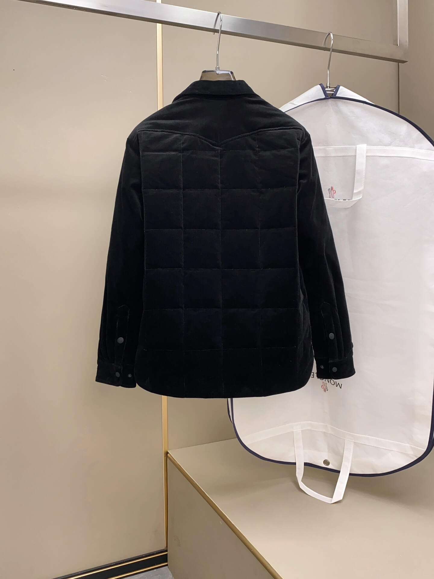 Moncler Gelt Black Corduroy Down Shirt Jacket. – HolloMen