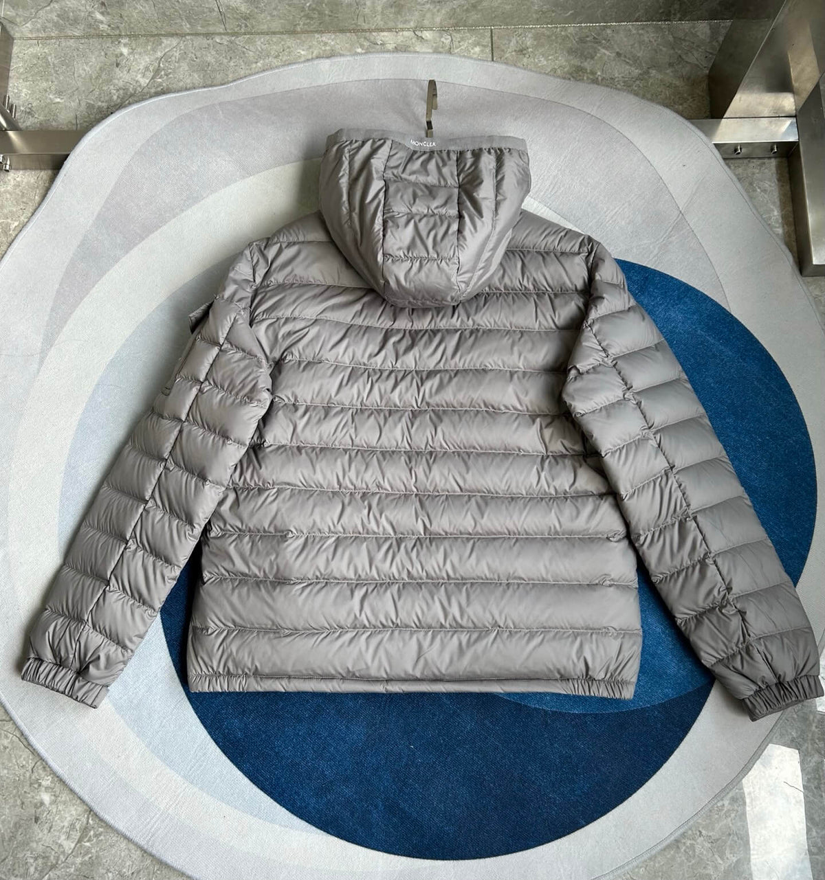 Moncler Galion Hooded Short Down Jacket – Grey Quilted Puffer