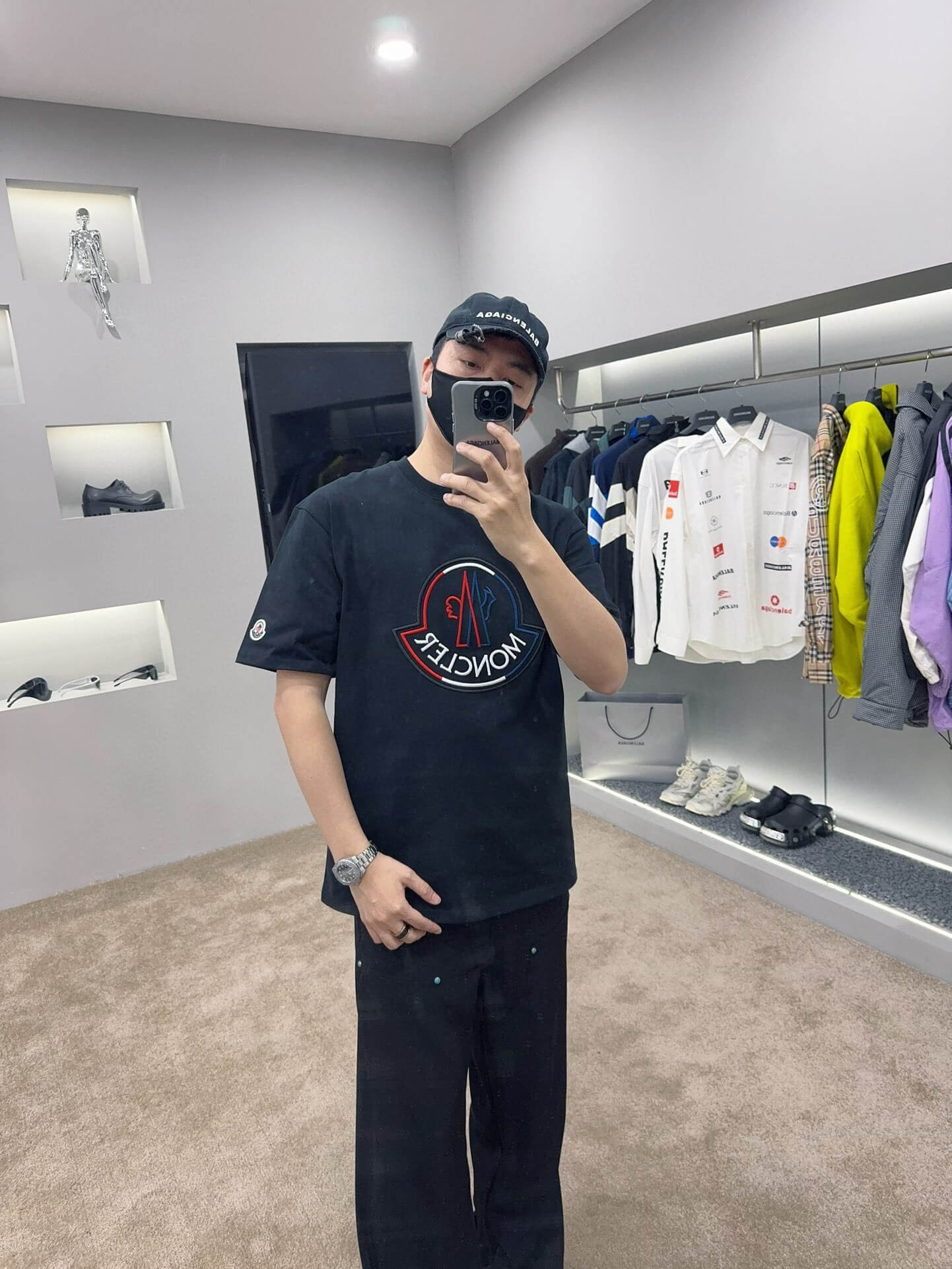 Moncler Shirt Logo Bordado Color Black