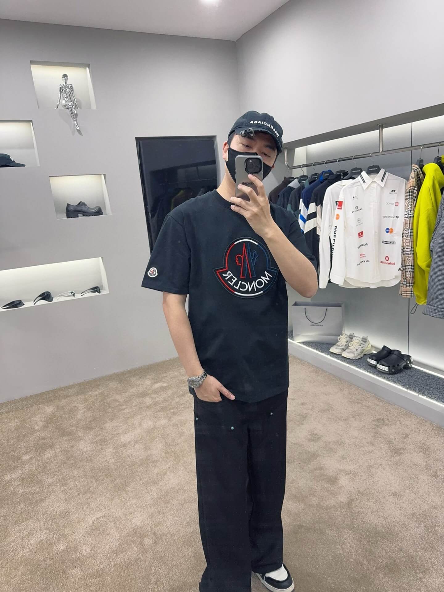 Moncler Shirt Logo Bordado Color Black