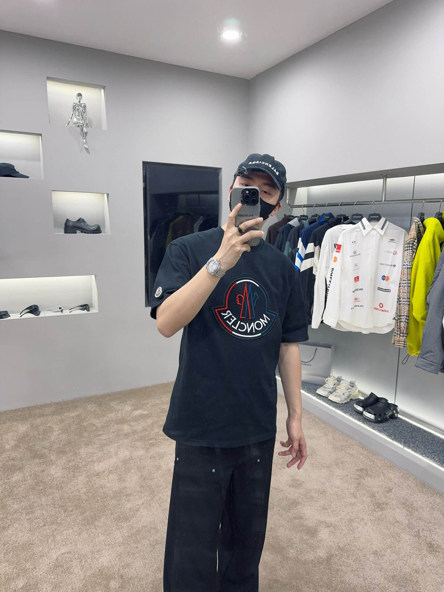 Moncler Shirt Logo Bordado Color Black