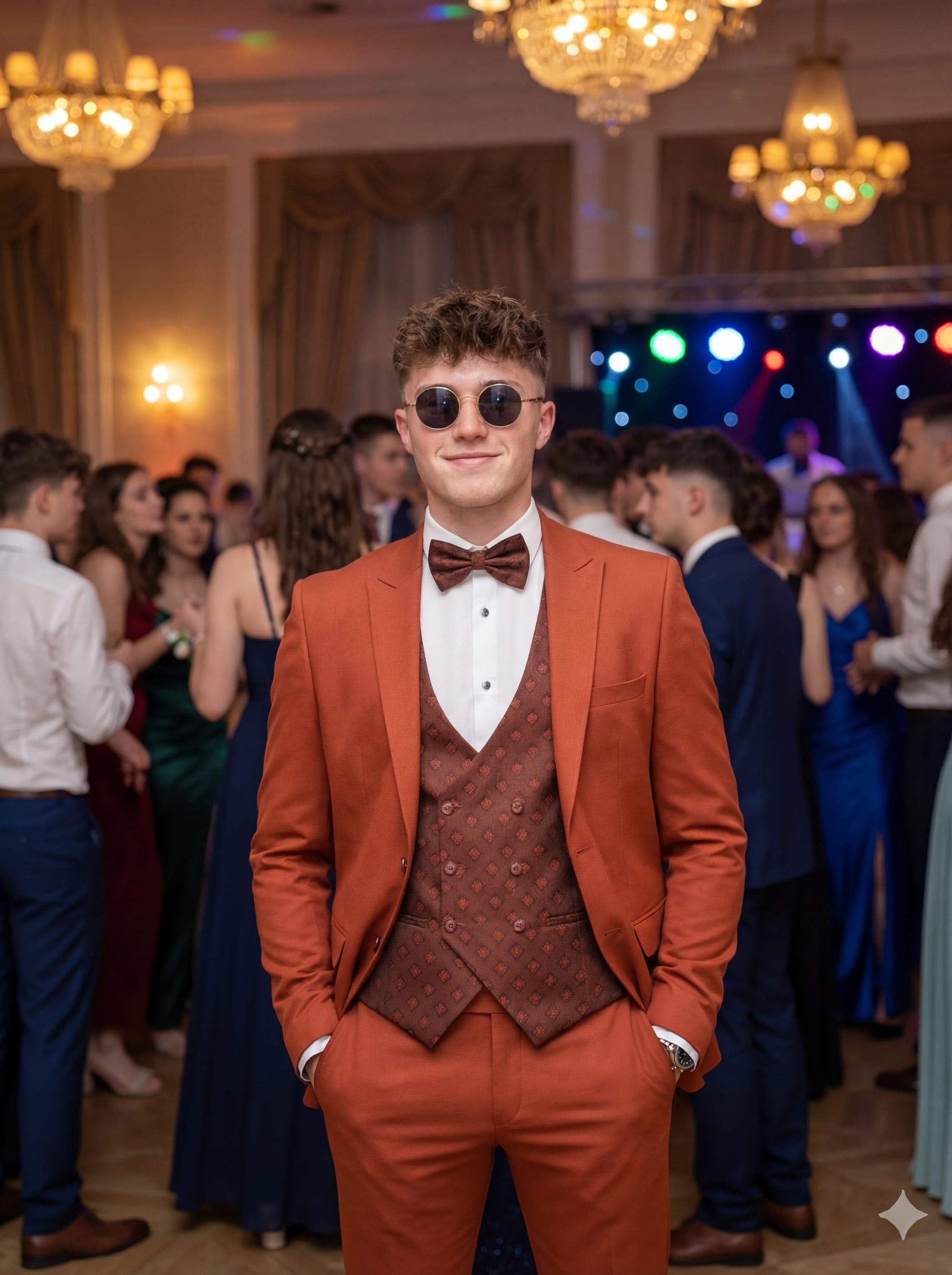 Prom Night Urban Mosaic Tile Collar Tuxedo in Milan Slate – Perfect for Prom Kings | Slim-Fit Style with Accessories